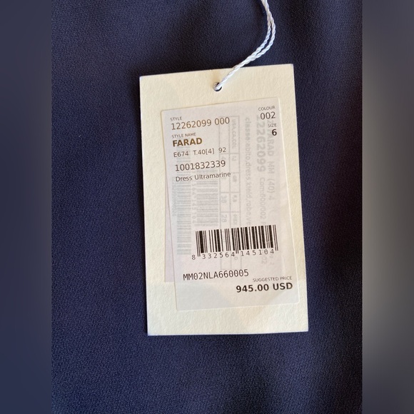 NWT MaxMara Farad Ultramarine and Cream Belted MIDI Dress - Picture 4 of 7